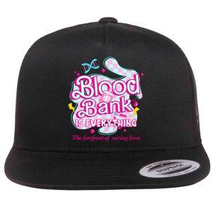 Blood Bank Is Everything Pink Retro Lab Week 2024 Med Tech Flat Bill Trucker Hat