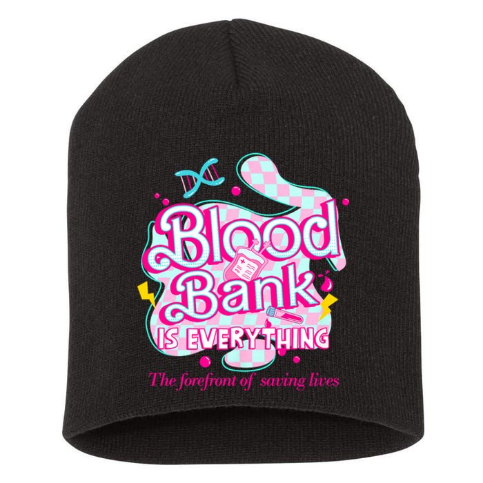 Blood Bank Is Everything Pink Retro Lab Week 2024 Med Tech Short Acrylic Beanie