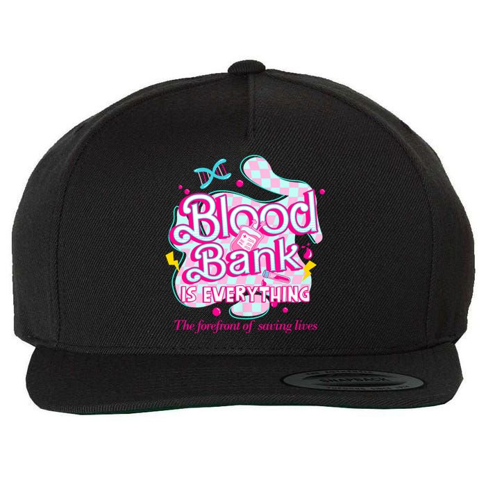 Blood Bank Is Everything Pink Retro Lab Week 2024 Med Tech Wool Snapback Cap