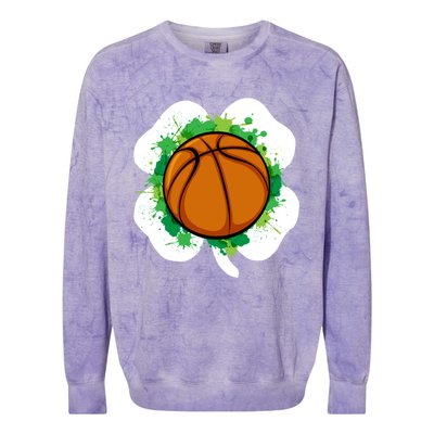 Basketball Ball Irish Shamrock Sport Funny St Patricks Day Gift Colorblast Crewneck Sweatshirt