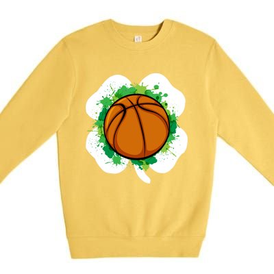 Basketball Ball Irish Shamrock Sport Funny St Patricks Day Gift Premium Crewneck Sweatshirt