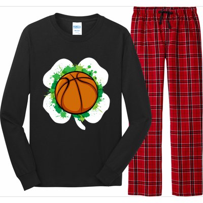 Basketball Ball Irish Shamrock Sport Funny St Patricks Day Gift Long Sleeve Pajama Set