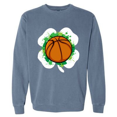 Basketball Ball Irish Shamrock Sport Funny St Patricks Day Gift Garment-Dyed Sweatshirt