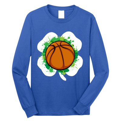 Basketball Ball Irish Shamrock Sport Funny St Patricks Day Gift Long Sleeve Shirt