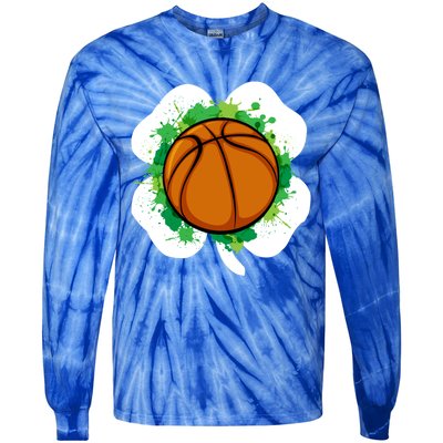 Basketball Ball Irish Shamrock Sport Funny St Patricks Day Gift Tie-Dye Long Sleeve Shirt