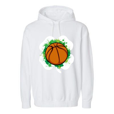 Basketball Ball Irish Shamrock Sport Funny St Patricks Day Gift Garment-Dyed Fleece Hoodie