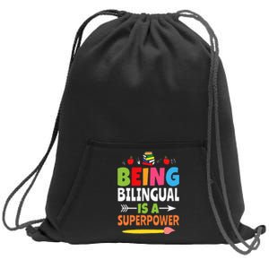 Being Bilingual Is A Superpower Back To School ESL Teacher Sweatshirt Cinch Pack Bag