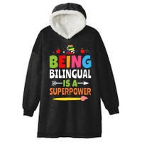 Being Bilingual Is A Superpower Back To School ESL Teacher Hooded Wearable Blanket