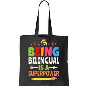 Being Bilingual Is A Superpower Back To School ESL Teacher Tote Bag