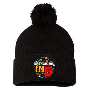 Birthday Boy IM 5 Years Old Gifts 5th Birthday Pom Pom 12in Knit Beanie