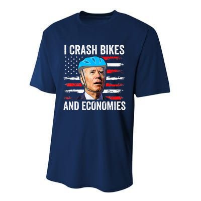 Biden Bicycle I Crash Bikes And Economies Performance Sprint T-Shirt