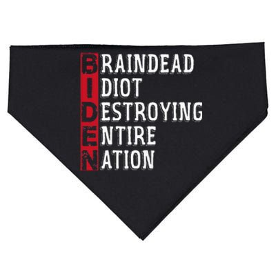 Biden Braindead Idiot Destroying Entire Nation Anti Biden USA-Made Doggie Bandana