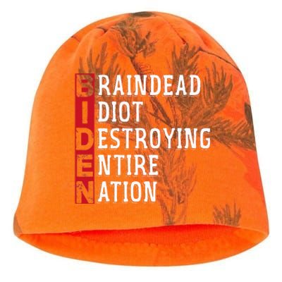 Biden Braindead Idiot Destroying Entire Nation Anti Biden Kati - Camo Knit Beanie