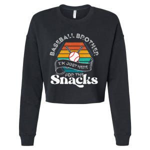 Baseball Brother Im Just Here For The Snacks Retro Baseball Cropped Pullover Crew