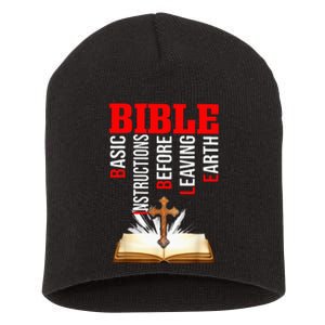 BIBLE Basic Instructions Before Leaving Earth Christian Short Acrylic Beanie