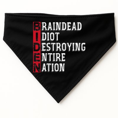 Biden Braindead Idiot Destroying Entire Nation Anti Biden USA-Made Doggie Bandana