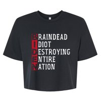 Biden Braindead Idiot Destroying Entire Nation Anti Biden Bella+Canvas Jersey Crop Tee