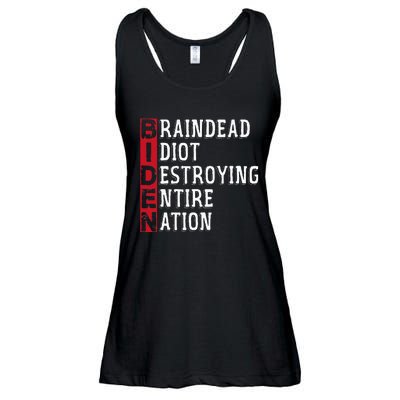 Biden Braindead Idiot Destroying Entire Nation Anti Biden Ladies Essential Flowy Tank