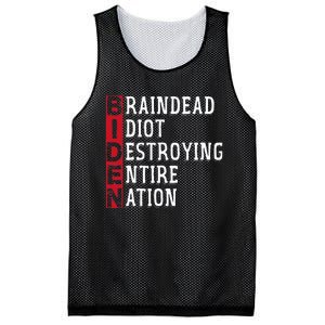 Biden Braindead Idiot Destroying Entire Nation Anti Biden Mesh Reversible Basketball Jersey Tank