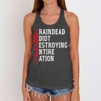 Biden Braindead Idiot Destroying Entire Nation Anti Biden Women's Knotted Racerback Tank