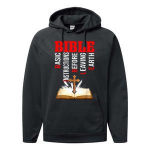 BIBLE Basic Instructions Before Leaving Earth Christian Performance Fleece Hoodie