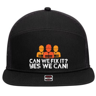 Bob Builder I Builder And Construction Worker 7 Panel Mesh Trucker Snapback Hat