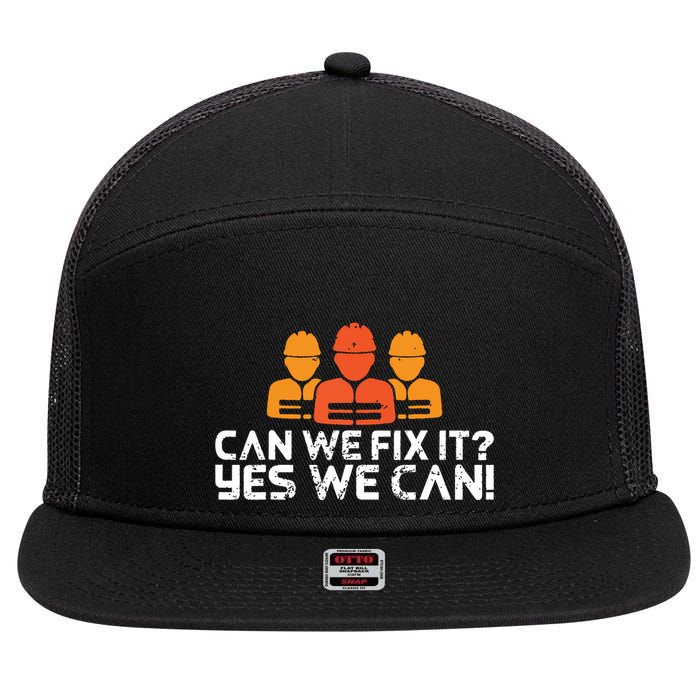 Bob Builder I Builder And Construction Worker 7 Panel Mesh Trucker Snapback Hat