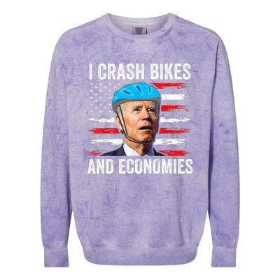 Biden Bicycle I Crash Bikes And Economies Colorblast Crewneck Sweatshirt