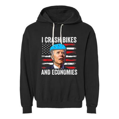 Biden Bicycle I Crash Bikes And Economies Garment-Dyed Fleece Hoodie