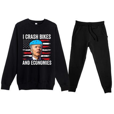 Biden Bicycle I Crash Bikes And Economies Premium Crewneck Sweatsuit Set