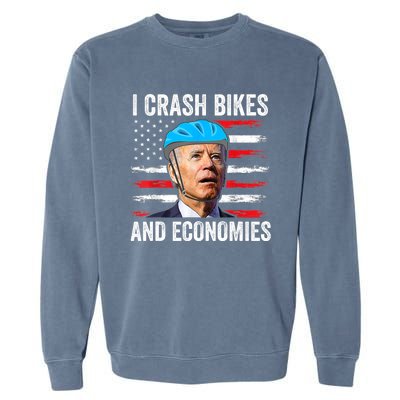 Biden Bicycle I Crash Bikes And Economies Garment-Dyed Sweatshirt