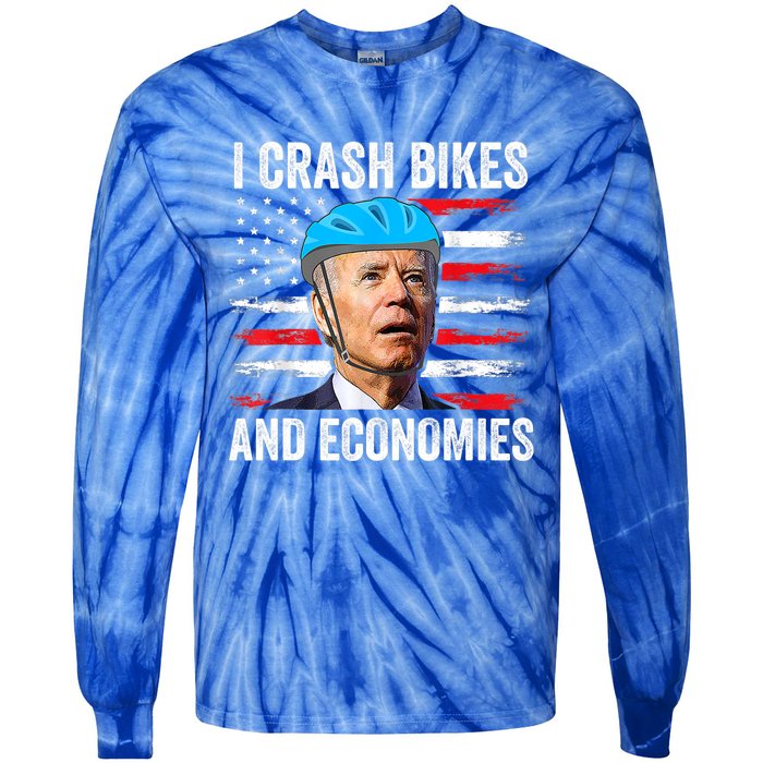 Biden Bicycle I Crash Bikes And Economies Tie-Dye Long Sleeve Shirt