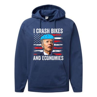 Biden Bicycle I Crash Bikes And Economies Performance Fleece Hoodie