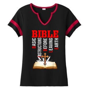 BIBLE Basic Instructions Before Leaving Earth Christian Ladies Halftime Notch Neck Tee