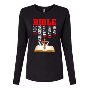 BIBLE Basic Instructions Before Leaving Earth Christian Womens Cotton Relaxed Long Sleeve T-Shirt