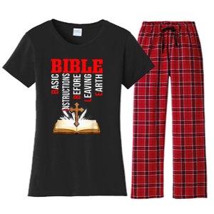 BIBLE Basic Instructions Before Leaving Earth Christian Women's Flannel Pajama Set