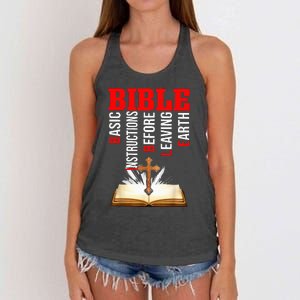 BIBLE Basic Instructions Before Leaving Earth Christian Women's Knotted Racerback Tank