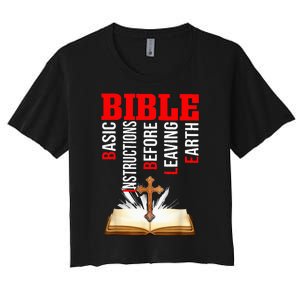 BIBLE Basic Instructions Before Leaving Earth Christian Women's Crop Top Tee