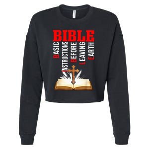 BIBLE Basic Instructions Before Leaving Earth Christian Cropped Pullover Crew