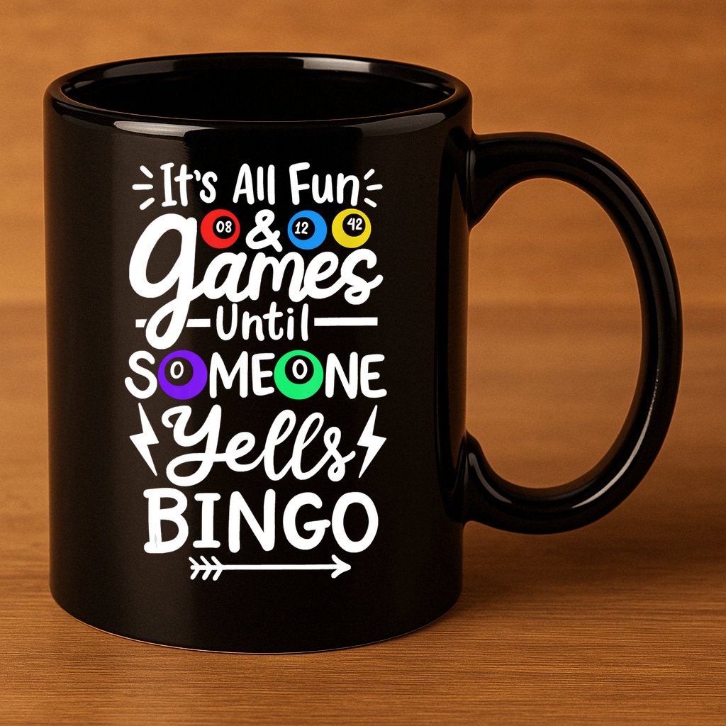 Bingo 11oz C Handle Ceramic Mug