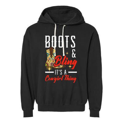 Boots & Bling ItS A Cowgirl Thing Rodeo Western Country Garment-Dyed Fleece Hoodie
