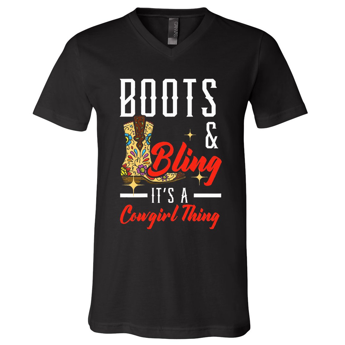 Boots & Bling ItS A Cowgirl Thing Rodeo Western Country V-Neck T-Shirt