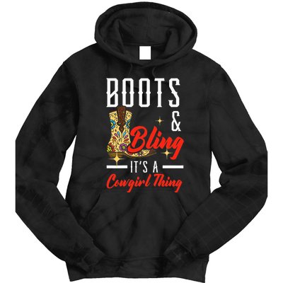 Boots & Bling ItS A Cowgirl Thing Rodeo Western Country Tie Dye Hoodie