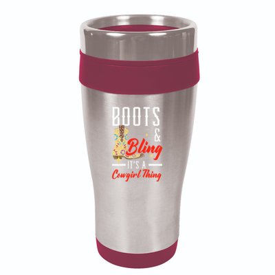 Boots & Bling ItS A Cowgirl Thing Rodeo Western Country 16oz Travel Tumbler