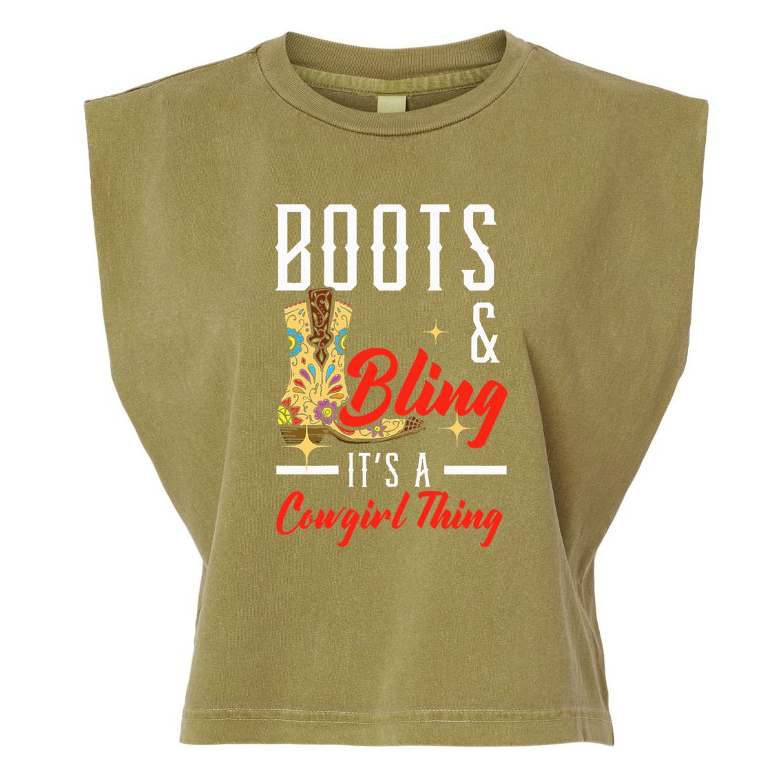 Boots & Bling ItS A Cowgirl Thing Rodeo Western Country Garment-Dyed Women's Muscle Tee