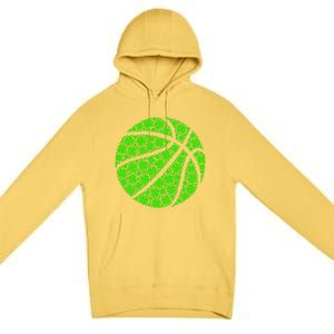 Basketball Ball Irish Shamrock Lucky Clover St Patrick's Day Gift Premium Pullover Hoodie