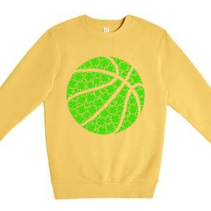 Basketball Ball Irish Shamrock Lucky Clover St Patrick's Day Gift Premium Crewneck Sweatshirt