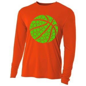 Basketball Ball Irish Shamrock Lucky Clover St Patrick's Day Gift Cooling Performance Long Sleeve Crew