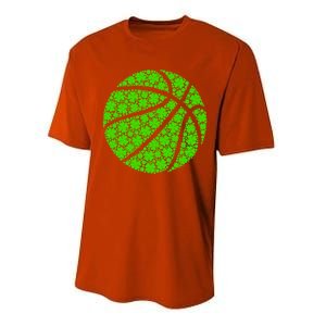 Basketball Ball Irish Shamrock Lucky Clover St Patrick's Day Gift Performance Sprint T-Shirt