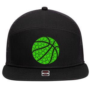 Basketball Ball Irish Shamrock Lucky Clover St Patrick's Day Gift 7 Panel Mesh Trucker Snapback Hat